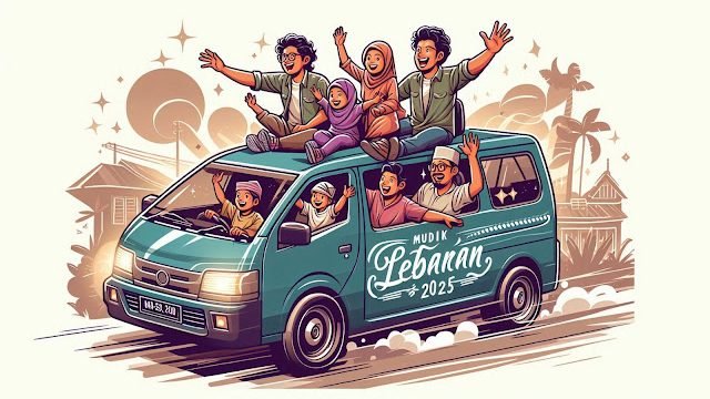 Ilustrasi mudik atau pulang kampung di momen Lebaran 2025 (AI/SA)