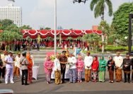 Upacara Resepsi Hari Jadi Kota Surabaya (HJKS) ke-732 di Halaman Balai Kota, Sabtu (31/5/2025).