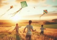 Ilustrasi: Anak-anak bermain layang-layang (AI/DALL-E)