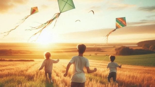 Ilustrasi: Anak-anak bermain layang-layang (AI/DALL-E)